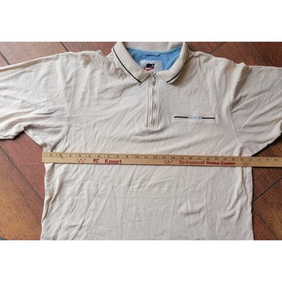 Vintage Nike 1/4 Zip Polo Shirt 90s Size Large Carolina Blue Accent Stripe Logo - Picture 7 of 9